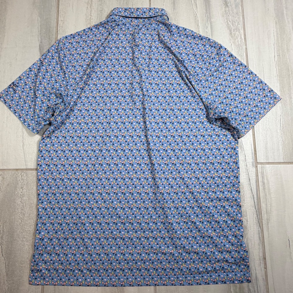 Turtleson Mens Blue Popsicle Print Performance Polo Shirt Hampton Hall Large L - Picture 6 of 7
